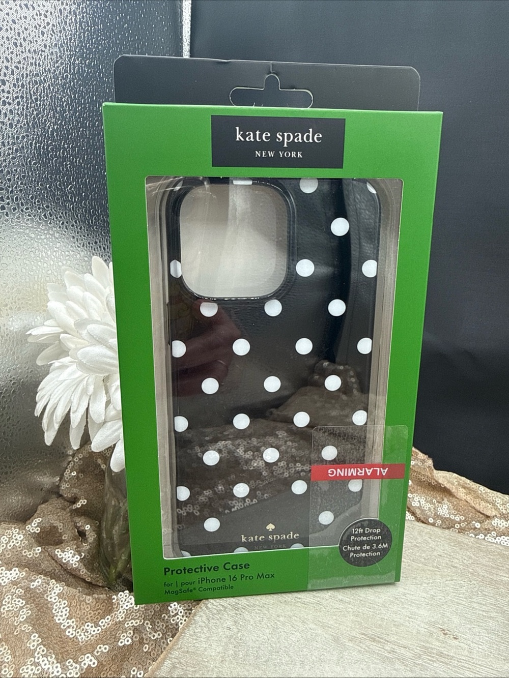 kate spade New York Black & White Polka Dot iPhone 16 Pro Max Protective Case